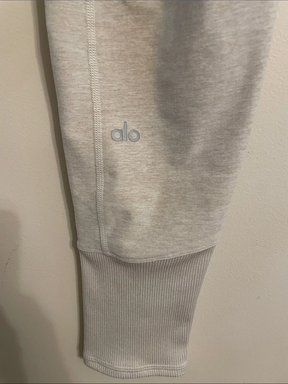 Alo Yoga High-Waist Alosoft Lounge Leggings Oatmeal Heather Ribbed Cuff